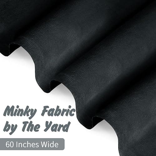 Entisn Minky Fabric by The Yard, 2 Yards x 60 Inch Wide Pre-Cut Minky Fleece Fabric Black Cuddle Minky Fabric, Soft Plush Fabric Solid Minky for Blanket, Pillow Cover, Scarf, Sewing thumbnail 4