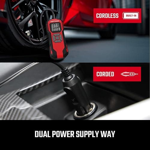 CRAFTSMAN Tire Inflator Portable Air Compressor, Cordless Mini Air Pump for Car Tires with Digital Tire Pressure Gauge, 6000mAh Battery Powered Air Pump, Max Pressure 150 PSI, 12V DC Corded thumbnail 7