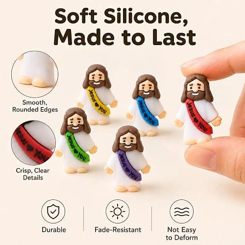54 Pack Little Jesus Figurines in Bulk, Pocket Jesus Loves You, Jesus Small Figures, Little Tiny Jesus Figures for Church Christmas Party Favors Baptism Gifts Religious Gifts for Easter Egg Stuffers thumbnail 4