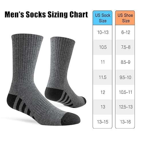 JOYNÉE 8 Pairs Mens Crew Work Cushion Socks Long Athletic Running Socks Workout Breathable Socks thumbnail 6
