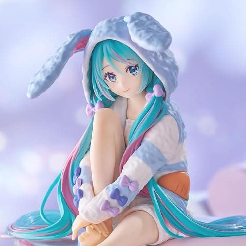 FuRyu Corporation-Hatsune Miku Noodle Stopper Figure -Rabbit Ear Hood Pajama Blue Color ver.- thumbnail 2