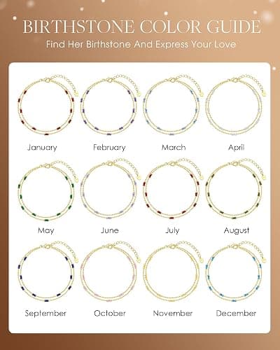 LOUISA SECRET Birthstone Bracelets for Women, 925 Sterling Silver Dainty Simple Women Charm Link Bracelet, Birthday Anniversary Christmas Jewelry Gifts for Women Wife Mom Her thumbnail 6