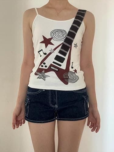 Y2K Punk Rock Tank Top for Women Vintage Graphic Camisole Harajuku Gothic Aesthetic Crop Shirt Grunge Emo Alt Clothes thumbnail 3