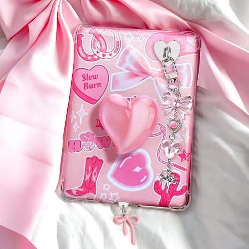 AIERSA Cute Charms Set for Kindle,Including Dust Plug Charm Type C/USB C,Heart Grip Holder,Bling Keychains with Hook for Kindle Accessories,Compatible for Kindle Paperwhite 11th 12th Generation-Pink thumbnail 2