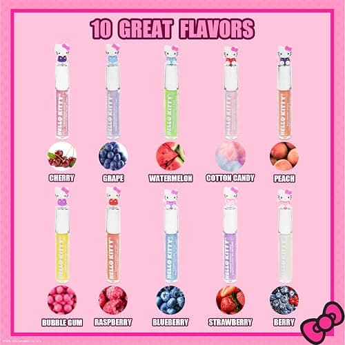 Hello Kitty 10 Piece Plant Based Lip Gloss, Girls Party Favors, First Makeup Set for Girl, Perfect for Parties, Sleepovers, and Birthday Gifts, Ages 3+, by Townley Girl thumbnail 2