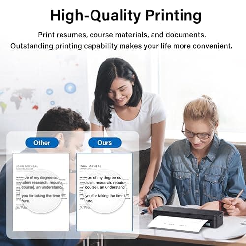 Gloryang Inkless Portable Printer for Travel, Wireless Thermal Printer Supports 8.5 x 11 Inch Thermal Paper, Bluetooth Machine Includes Carry Case and 3 Rolls of Paper Kit, Black thumbnail 6