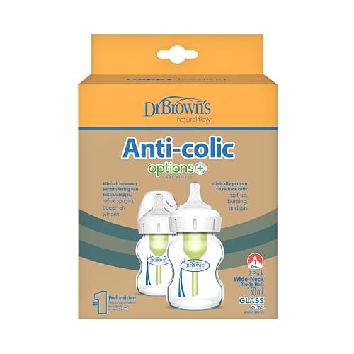 Dr. Brown's Pack de 2 Biberones Anticólicos Cristal 150 ml | Sistema de ventilación interna patentado que evita que el bebé trague aire durante la toma thumbnail 2