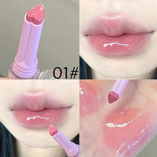 LuckNest 3 Colors Jelly Lipstick Gift Set, Tinted Heart Shape Lip Stain Lip Gloss, Mirror Hydrating Jelly Love Lipstick, Moisturizing Tinted Lip Balm, Vivid Color Glossy Lip Makeup for Girls (A) thumbnail 3