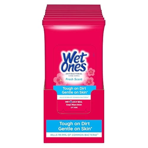 Wet Ones Antibacterial Hand Wipes, Fresh Scent, 20 Wipes (Pack of 10) | Travel pack hand sanitizer wipes, Made with aloe, Hypoallergenic, Paraben free, No sticky residue - Image 1