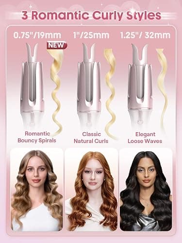 SHEGLAM Pink Curling Iron Automatic Gift for Woman (Pink, 1 inch) thumbnail 5