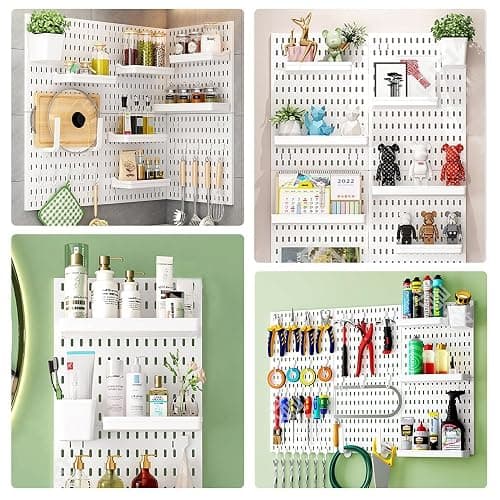 Tuzau Pegboard Wall Organizer, Wall Mounted Storage Set with 2 Pegboards & 13 Accessories, 23.6" x 11.81" White Peg Board Organizer thumbnail 7