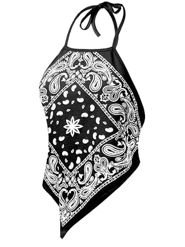 Design by Olivia Women's Sexy Paisley Bandana/Tie dye Halter Top Shirt- Made in USA thumbnail 2