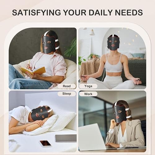 Hottoerak Red Light Face Mask, Slim Near Infrared Light Mask Lamp, LED Red Light Face at Home and Office thumbnail 4