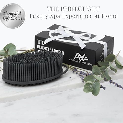 Silicone Body Scrubber for Shower - Gentle Exfoliating Back Scrubber with Soft Bristles - Avilana Premium Dual Sided Bath Brush Massage - Loofah Alternative for Sensitive Skin - Gift Women Men thumbnail 7