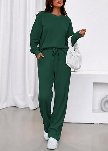 KIRUNDO Fall Sweatsuits Women 2 Piece Outfit Lounge Sets 2025 Matching Airport Oversized Sweatshirt Sweatpants Tracksuit thumbnail 4