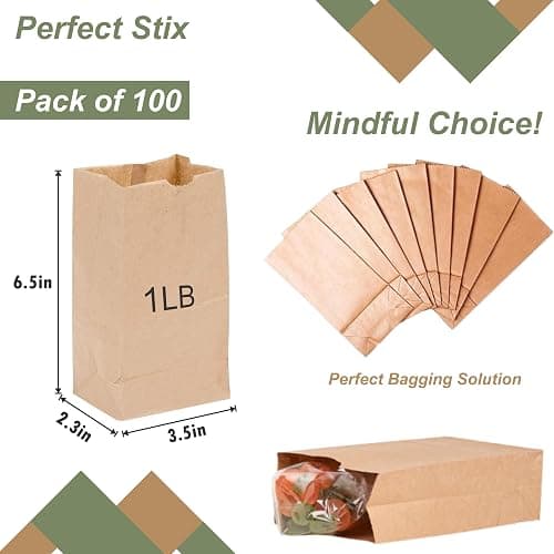 1lb Brown Bags- Pack of 400 (3.5"W x 6.5"H x 2.3"L) thumbnail 3
