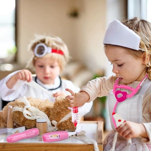 Liberry Doctor Kit for Toddlers 3-5 Years Old, 18-Piece Doctor Bag Pretend Play Toys, Durable Medical Kit with Toy Stethoscope, Pink Doctor Gift for Girls thumbnail 2