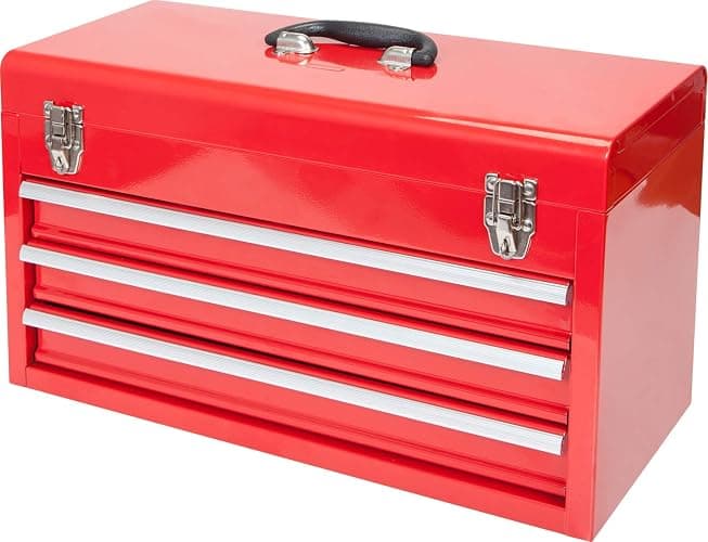 BIG RED ANTBD133-XB Torin 20" Portable 3 Drawer Steel Tool Box with Metal Latch Closure, Red - Red - Image 1
