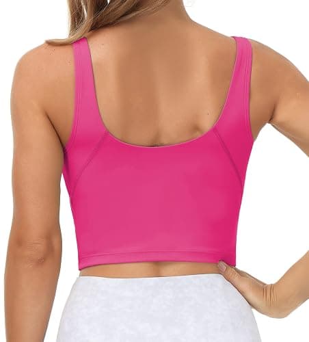 Wjustforu Women Sports Bra Yoga Tank Longline Padded Workout Crop Tank Top Fitness Workout Running Top thumbnail 2