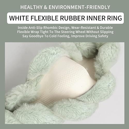 HighnessHwoo Luxury Fluffy Winter Car Steering Wheel Cover for Women Soft Warm Plush Cute Auto Accessories for Vehicle, Sedan, Universal, Fuzzy, Anti Slip, Pink, Standard Size, 14.75-15.15" thumbnail 5