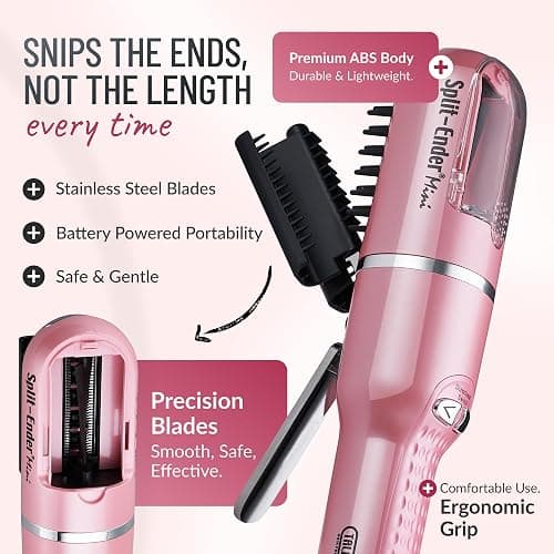 Split Ender Mini – Original Cordless Split End Hair Trimmer for Dry, Damaged, Brittle, Curly, Frizzy, or Straight Hair – Battery Operated Home Styling Tool for Split Ends (Battery-Powered, Light Pink) thumbnail 3