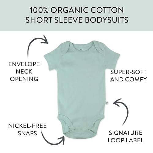 HonestBaby 5-pack Short Sleeve Bodysuits One-piece 100% Organic Cotton for Infant Baby Boys - 24 Months - Sage Ombre thumbnail 2