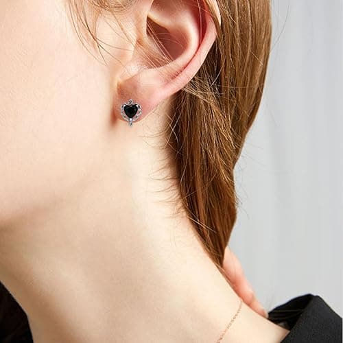 Gothic Heart/Cat/Bat/Anatomical Heart Earrings 925 Sterling Silver Goth Stud Earrings for Women Gothic Jewelry Gifts for Women thumbnail 5
