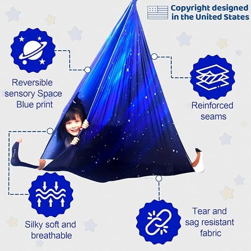 Sensory Swing for Kids Indoor and Outdoor Therapy Cuddle Swing Snuggle Hammock Chair Holds up to 300 lbs with Hardware Hanger Kit For Aspergers Autism ADHD thumbnail 3