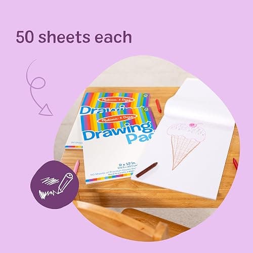 Melissa & Doug Drawing Paper, Sketch Pad, 3-Pack Bundle for Coloring, Writing or Painting (9 x 12 inches) - 50 Sheets Each, Kids Drawing Pad & Art Supplies for Kids Ages 3+ - FSC Certified | 3 Drawing Pads, 150 Sheets, Heavyweight Bond Paper, White, Sketching and Painting, Premium Art Supplies for Kids, Ages 3+ thumbnail 4