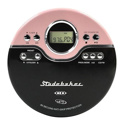 Studebaker SB3703PBB Joggable Personal CD/MP3 Player with Bookmark Feature and FM PLL Radio - Pink & Black thumbnail 2