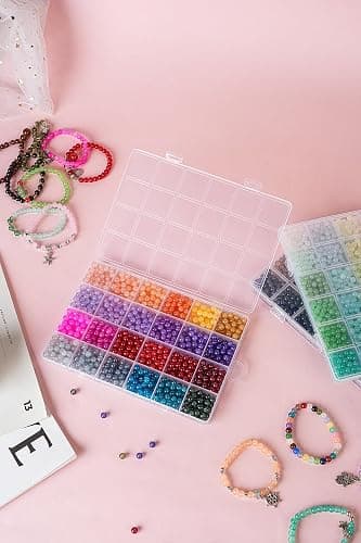 REVKI 72 Colors 6mm Glass Beads for Jewelry Making,3000PCS+ Round Crystal Glass Beads Bracelet Making Kit with Accessories, Bead Starter Kit Crafts Gifts Set Suitable for Teen Adults thumbnail 5
