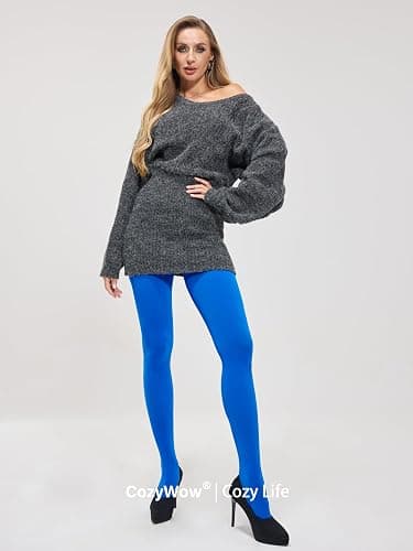 CozyWow Women's 80D Soft Opaque Tights, High Waist Solid Color Womens Tights with 30+ Colors thumbnail 5