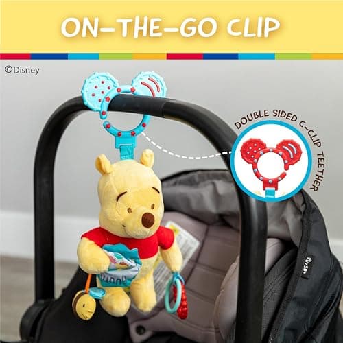 Kids Preferred Disney Baby Winnie The Pooh Multi Sensory Activity Toy with Teethers, Crinkle Textures, and Clip for On The Go Fun for Infant and Baby Boys and Girls thumbnail 2