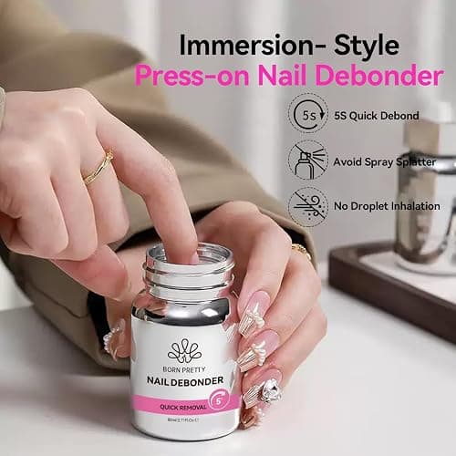 BORN PRETTY 80ML Nail Glue Remover for Press on Nails, 5s Quick Remover Fake Nails with Cuticle Pusher, Easy Remover for Acrylic Tips Nail Glue Fast Acting Adhesive Debonder Acetone-Free thumbnail 5