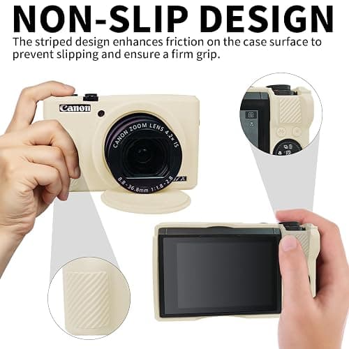 G7X Mark III Case, Protective Case for Canon Powershot G7X Mark III Digital Camera, Removable Lens Cover Silicone Sleeve Soft Camera Cover Rubber Protective Body Skin- Beige thumbnail 3