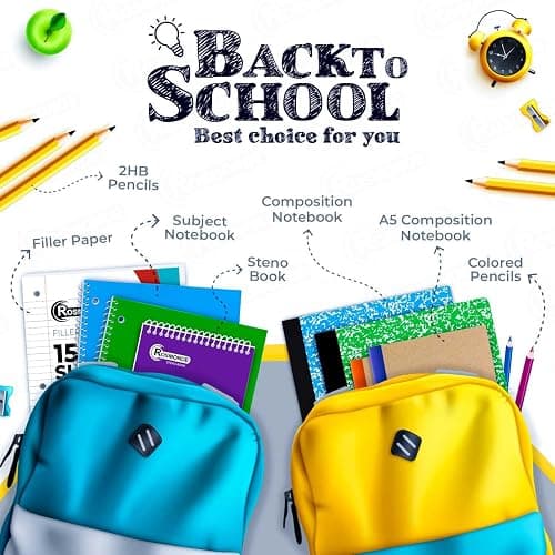 Rosmonde College Ruled Composition Notebooks 5 Pack, 200 Pages (100 Sheets), 9-3/4" x 7-1/2", White & Black Marble Composition Book, Hard Cover, Sturdy Sewn Binding, School, College & Office Supplies thumbnail 5