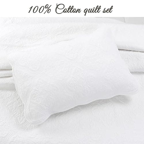 Cozy Line Home Fashions 100% Cotton Victorian Medallion Solid White Matelasse Embossed Bedding Quilt Set, Reversible Lightweight Bedspread, Coverlet for All Season (Blantyre - White, Twin - 2 Piece) thumbnail 2