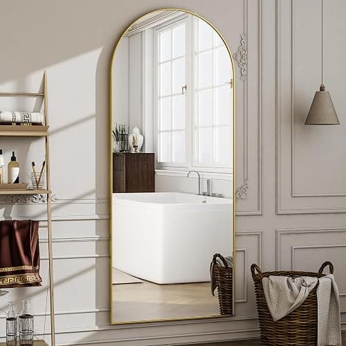 WISSMIELS 57" x 20" Arched Full Length Mirror - Wall Mounted/Floor Mirror Aluminum Alloy Frame Full Body Mirrors for Bathroom Living Room Bedroom and Entryway,Gold thumbnail 5
