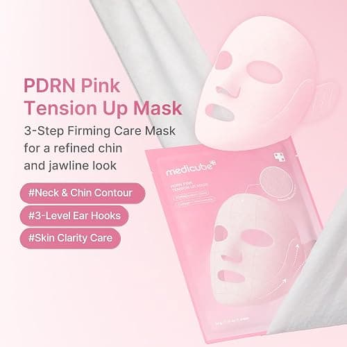medicube PDRN Pink Tension Up Mask | 3-Step V-line Mask for Contoured-Looking Chin & Jawline | Full-Face Firming Care with Salmon PDRN, NAD & Caffeine | Korean Skincare, 34g x 4ea + Tightening Band thumbnail 2