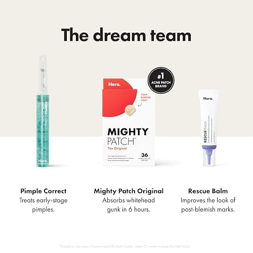Mighty Patch Hero Cosmetics Original Nighttime Acne Pimple Patches, 36 Ct | #1 Hydrocolloid Acne Patches, Shrinking Zits & Whiteheads in 1 Use, Spot Treatment, Pimple Stickers for Face thumbnail 7