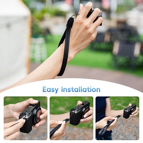 2 Pack Durable PU Leather Short Lightweight Hand Wrist Strap Lanyard String for Canon V10 G7X Mark III G5X Mark II Sony ZV-1 II RX100VII Ricoh GRIIIx Panasonic DMC-LX10 SOFORT 2 Osmo Pocket 3 Camera thumbnail 4