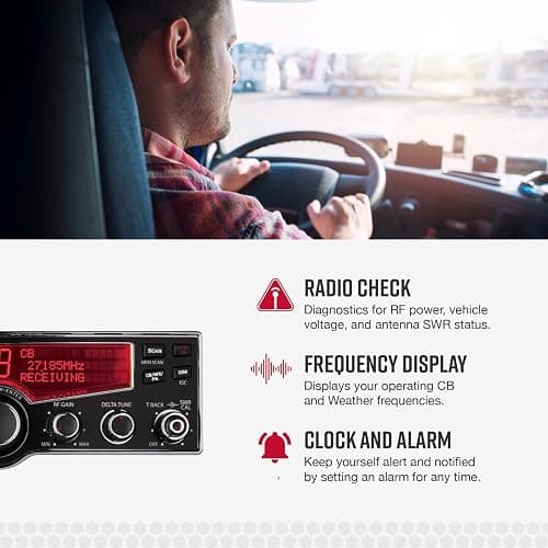 Cobra 29LX AM Professional CB Radio - Emergency Radio, Travel Essentials, NOAA Weather Channels and Emergency Alert System, Selectable 4-Color LCD, Auto-Scan and Radio Check, Black thumbnail 4