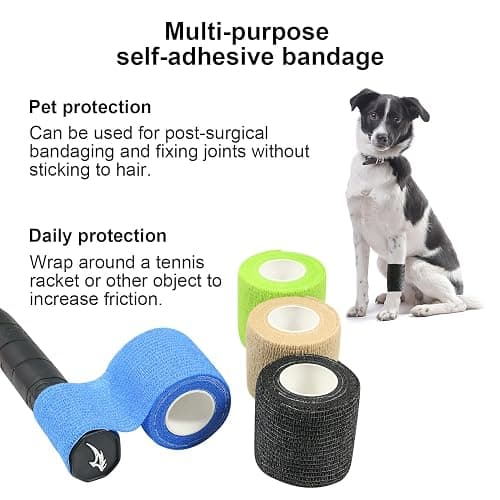 GooGou Self Adherent Wrap Bandages Self Adhering Cohesive Tape Elastic Athletic Sports Tape for Sports Sprain Swelling and Soreness on Wrist and Ankle 12PCS 2 in X 14.7 ft (Black 12pcs) thumbnail 7