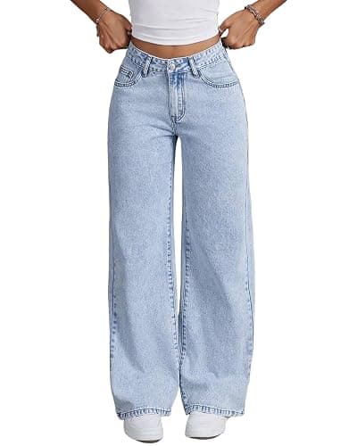 Flvsun Women's Y2k Bow Low Rise Baggy Jeans 2025 Fall Embroidery Wide Leg Boyfriend Denim Pants thumbnail 3