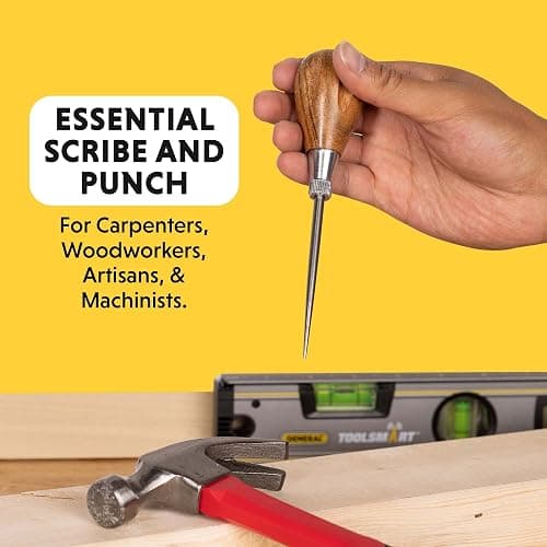 General Tools Scratch Awl Tool with Hardwood Handle - Scribe, Layout Work, & Piercing Wood - Alloy Steel Blade thumbnail 2