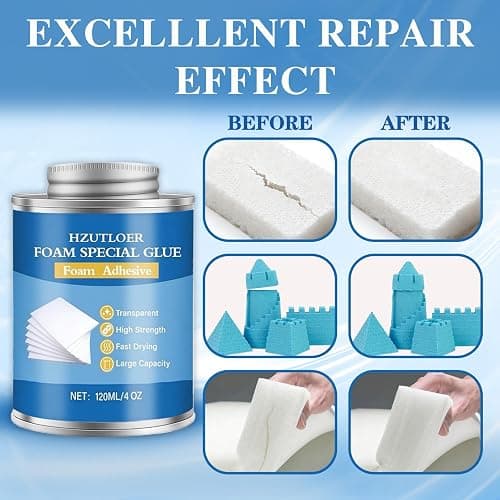 Hzutloer 4OZ Foam Glue with Brush,High Strength Clear Foam Adhesive for EVA Sponge Rubber Pearl Cotton Plastic Sheets,Waterproof Glue for DIY Crafts Model Making Home Repairs thumbnail 3