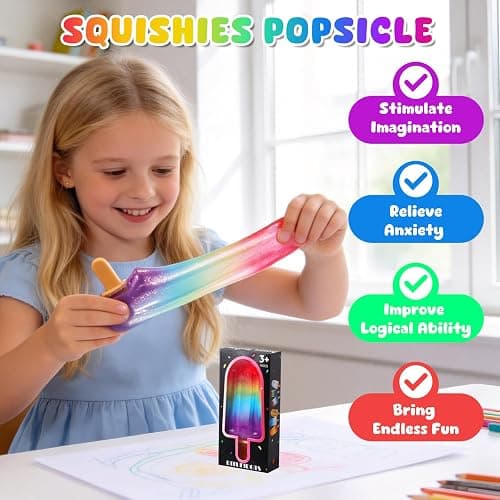 DITUFIDGTS Popsicle Squishy Sugar Ice Cream Squishies Squeeze Toys | slow rising texture,leakproof structure, soft tactile feel for kids teens adults travel,office study & summer classroom prize thumbnail 6