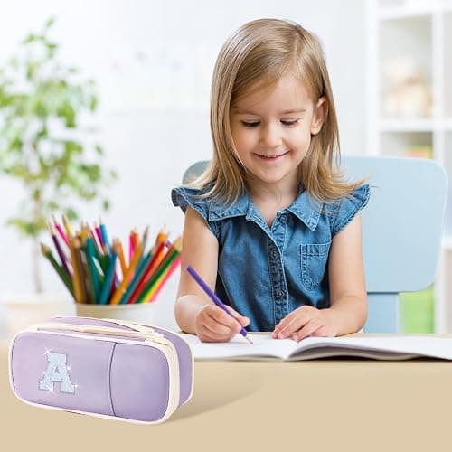 Janhavi Initial Large Capacity Premium Oxford Cute Aesthetic Pencil Case Pouch Bag Special School Supplies Colored Stationery Organizer Gifts for Girls, Women, Adults thumbnail 6