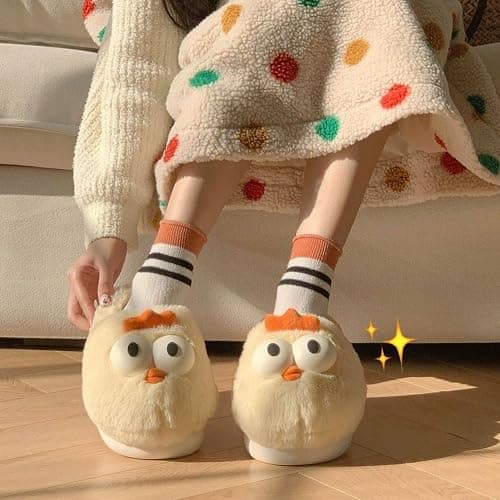 Jfxgjuv Chicken Slippers, Chicken Feet Slippers, Cute Soft Memory Foam Slip On Fuzzy Warm Cozy Plush Non-Slip Indoor Outdoor House Home Shoes for Women Men Teens thumbnail 5
