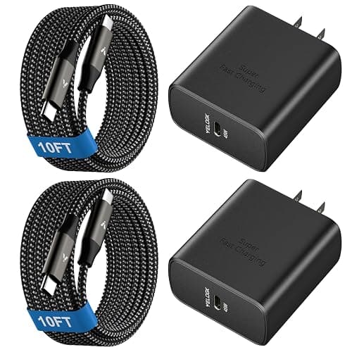 45W Super Fast Charger USB C, 45 Watt Type-C Android Phone Charger Fast Charging Block with 10FT Type C Cords for Samsung Galaxy S25 Ultra/S24 Ultra/S24+/S23 Ultra/S23+/S22 Plus/S20, Tab S9/S8 Ultra - Image 1